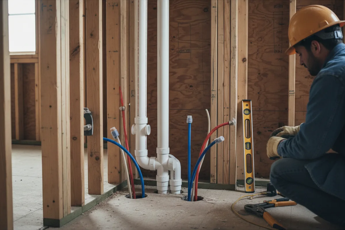 Drain and supply rough-in during Leak Detection in Jensen Beach