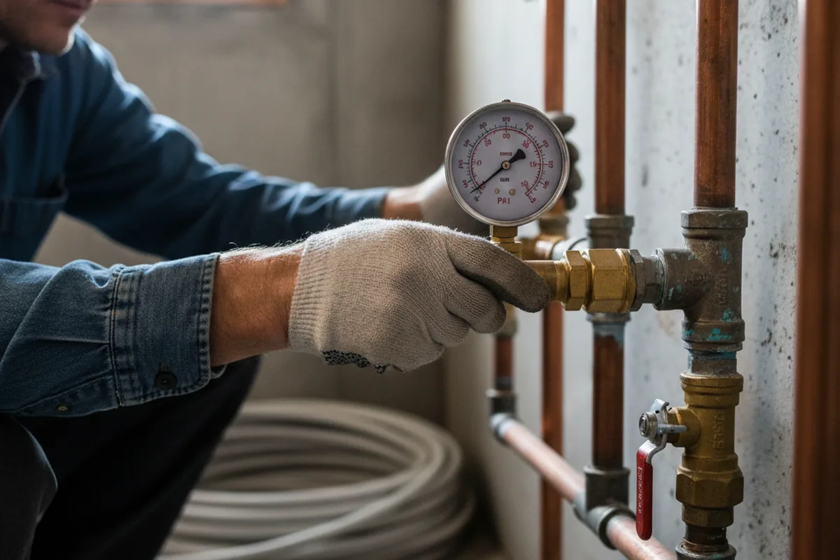 Pressure testing a repaired line during Water Line Repair in Jensen Beach